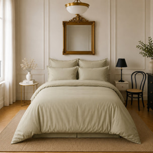 Housse de couette 100% satin de coton lavé 105 fils beige