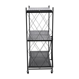 Estantería de Almacenamiento PLEGABLE de 3 Estantes con ruedas, SIN montaje - 71x34x89 cm color Negro