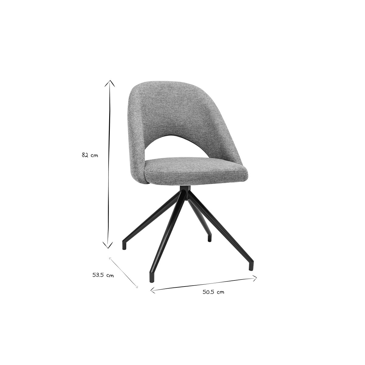 Chaise pivotante 360° en tissu effet velours texturé vert céladon et métal noir COSETTE