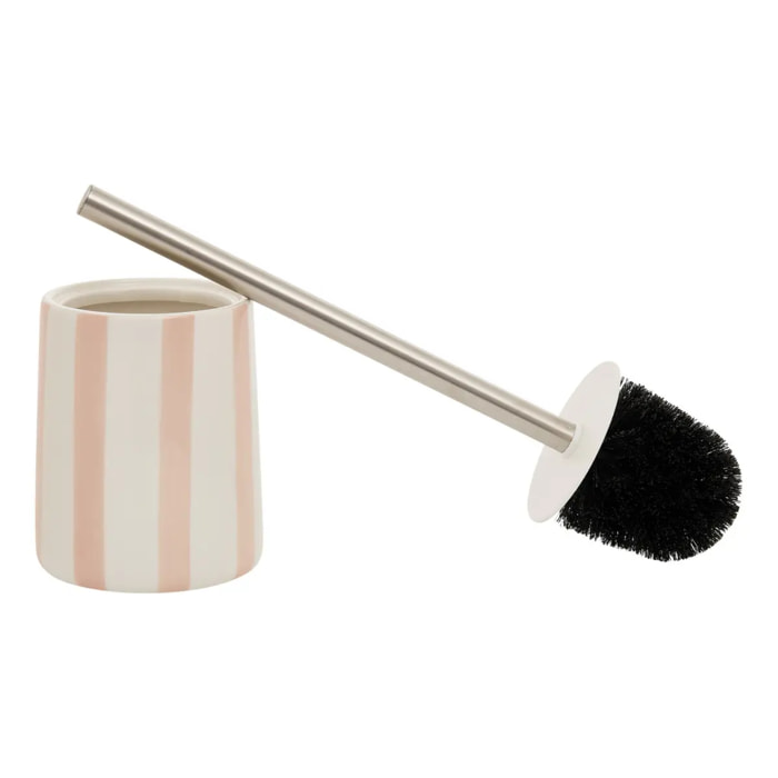 Brosse wc Strio rayures rose