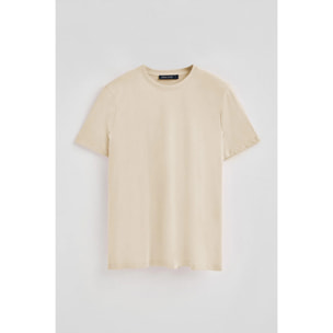 Maglietta beige basic a girocollo e ricamo Rigby Best