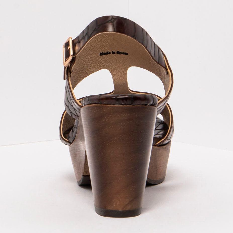 Sandalias con tacón S3270F FANTASY ALLI.WAX BROWN/ST.LAURENT SANDAL color Alligator wax brown