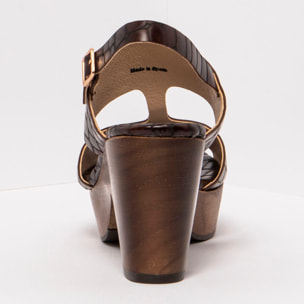 Sandalias con tacón S3270F FANTASY ALLI.WAX BROWN/ST.LAURENT SANDAL color Alligator wax brown