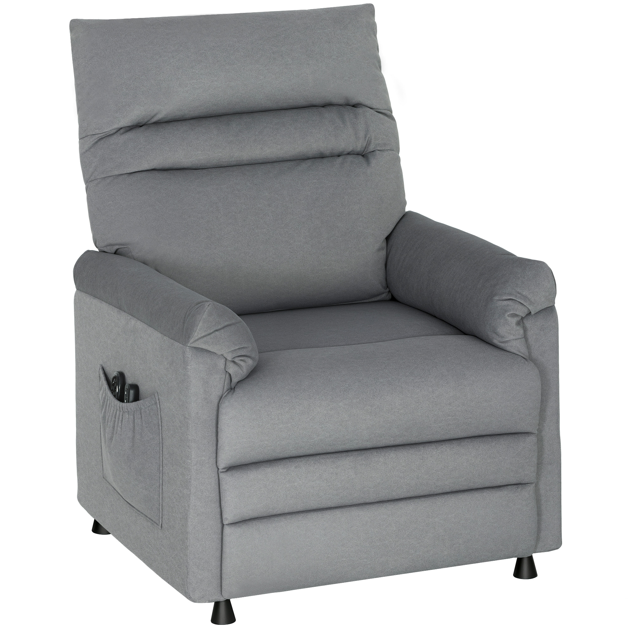 Sillón Relax Reclinable Eléctrico, con Calor Lumbar y Masaje Vibración, Sillón Masaje Relax, Motor Silencioso, Función de Memoria, Bolsillos, Control Remoto con USB, Tejido Pet-friendly, Gris