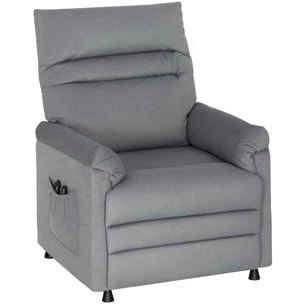 Sillón Relax Reclinable Eléctrico, con Calor Lumbar y Masaje Vibración, Sillón Masaje Relax, Motor Silencioso, Función de Memoria, Bolsillos, Control Remoto con USB, Tejido Pet-friendly, Gris