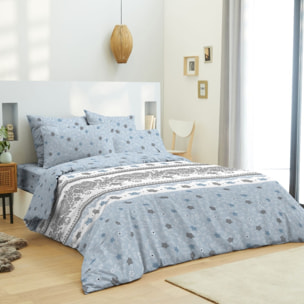 Pack complet housse de couette réversible Heart bleu