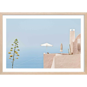 Poster agave au bord de mer Affiche + cadre en bois - Chêne