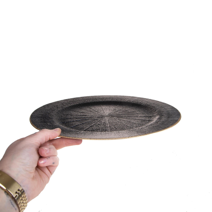 Piatto con linee uso decorativo - Pezzi 12 - NERO - Bianchi Dino SpA