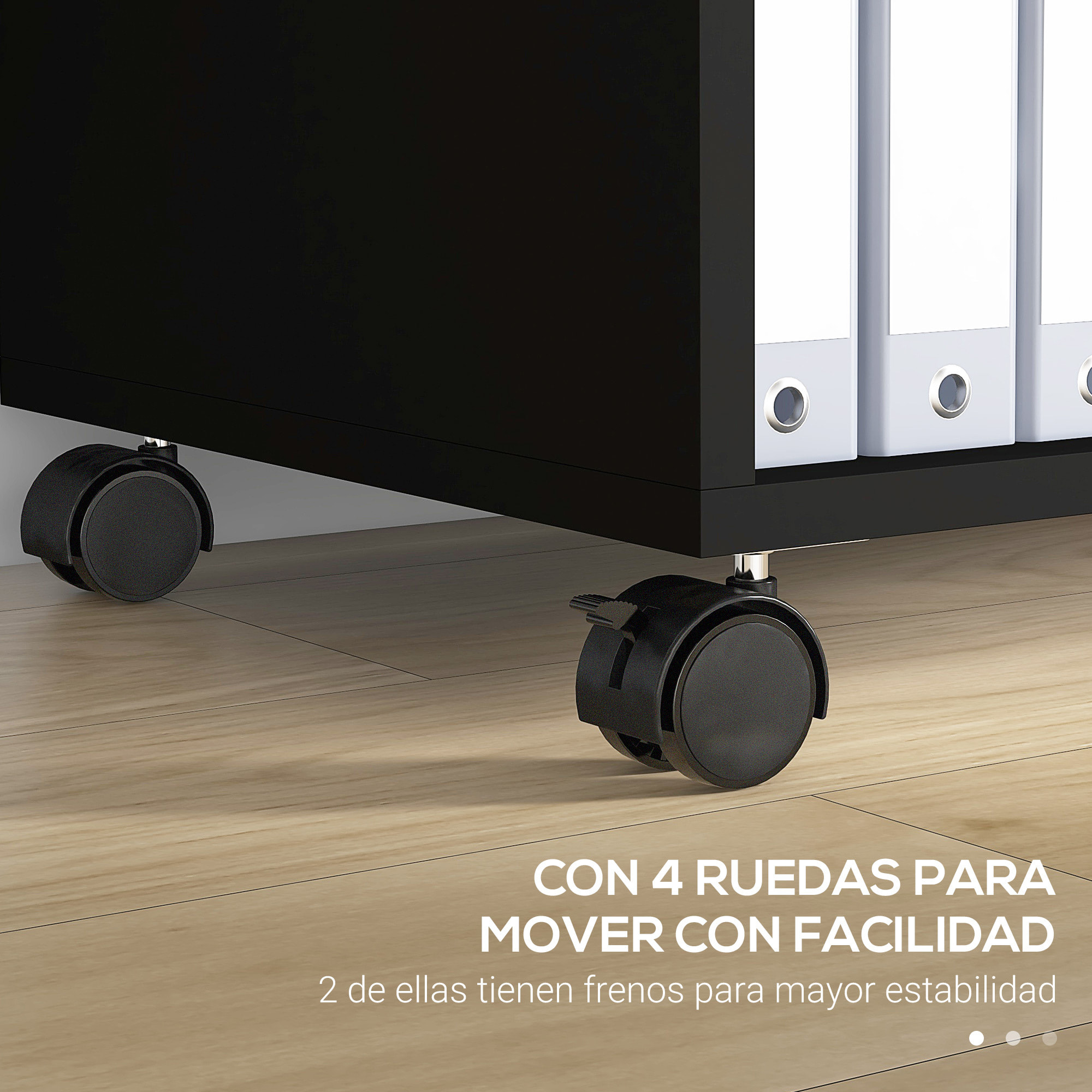 Vinsetto Mueble Impresora con Ruedas y 2 Cajones Armario para Impresora con Cerradura y Estantes Abiertos para Documentos Tamaño Carta y A4 90x37,5x68,5 cm Marrón Rústico y Negro