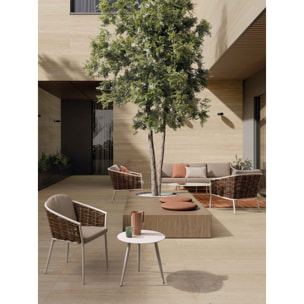 Tavolino rotondo da giardino FARO in alluminio bianco verniciato a polvere, Ø50 cm