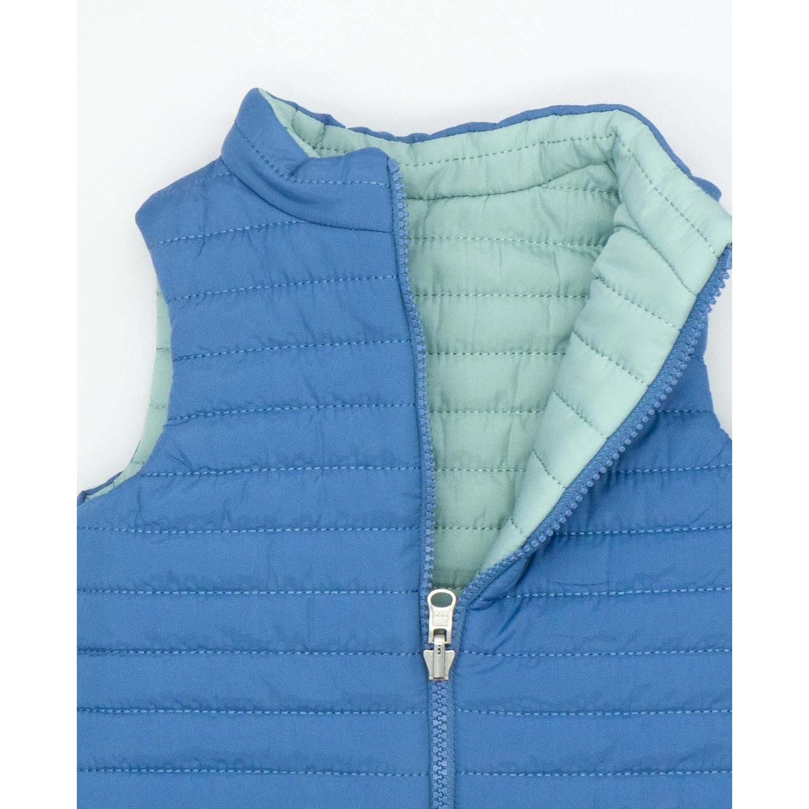 Chaleco reversible acolchado verde y azul