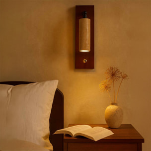 Applique murale orientable en travertin et bois effet noyer TIVOLI