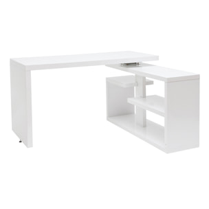 Bureau modulable design laqué blanc brillant L147-217 cm HALTON