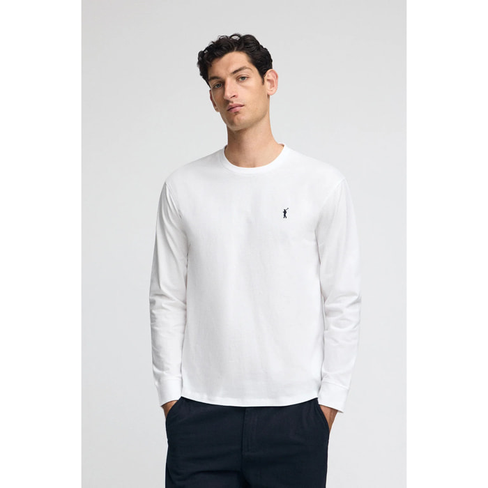 Camiseta blanca de manga larga y logo bordado Rigby Go
