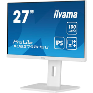 Ecran PC IIYAMA PROLITE XUB2792HSU-W6 27''Plat IPS Blanc