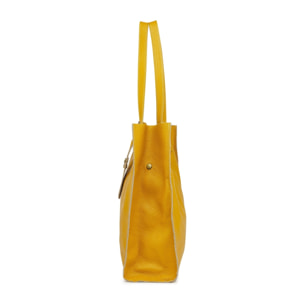 Borse Donna colore Giallo-in pelle Made in Italy 33x38x15cm