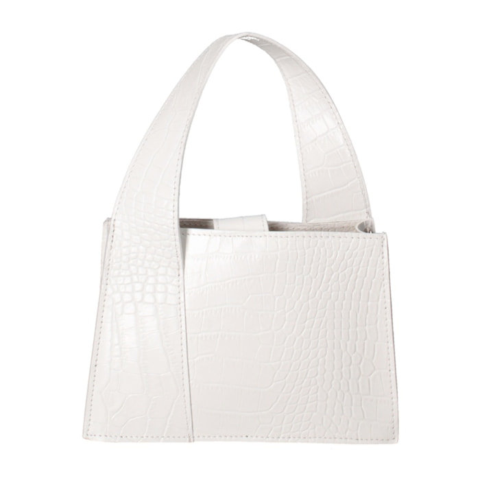 Borsa a mano da donna - Modello False - Vera pelle effetto cocco - 21.0 x 14.0 x 8.0 cm