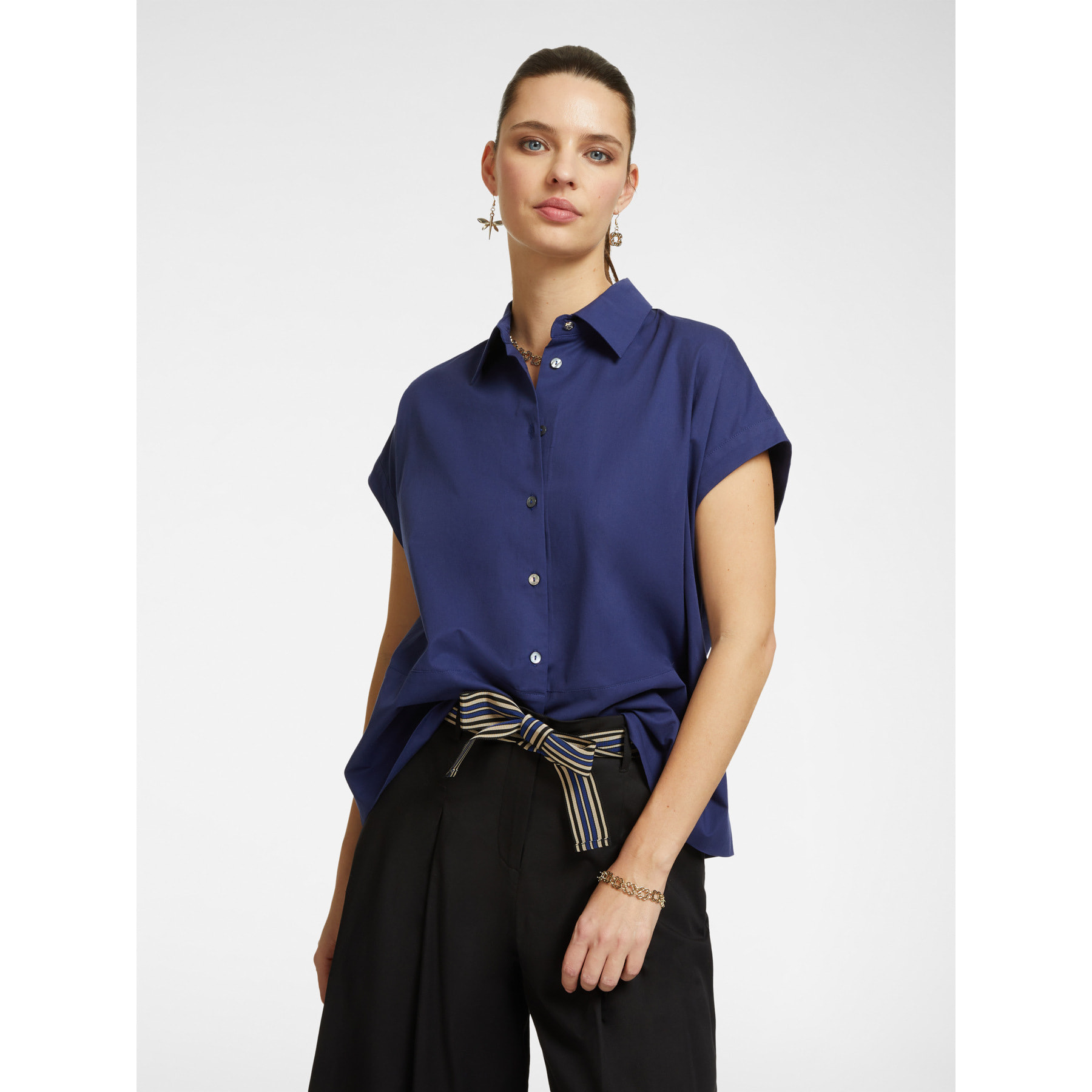 Elena Mirò - Camisa de algodón de verano. - Azul