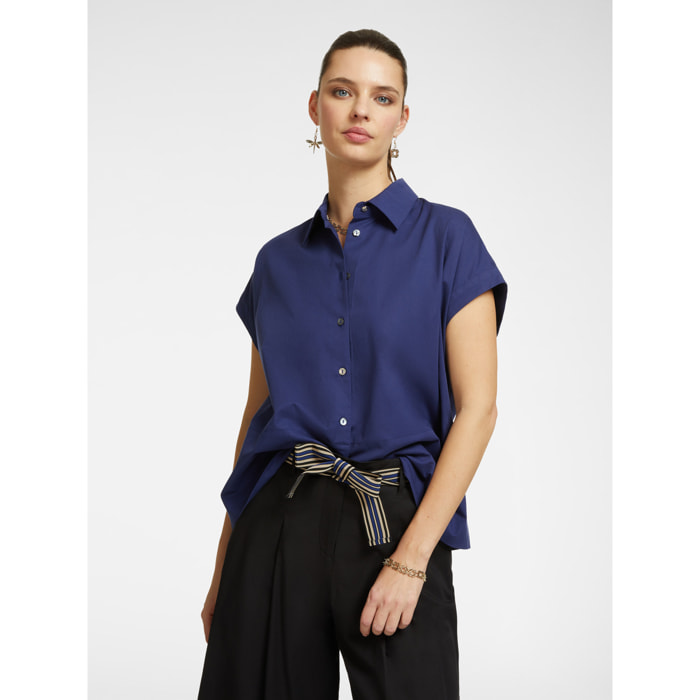 Elena Mirò - Camisa de algodón de verano. - Azul