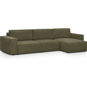 Canapé d'angle modulable 5 places en velours côtelé - Harper Mod