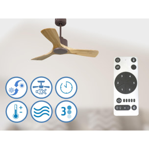 Ventilateur de plafond Réversible  Thermostat Wifi Moteur à courant continu Toits en pente Télécommande Hypersilence Mémoire