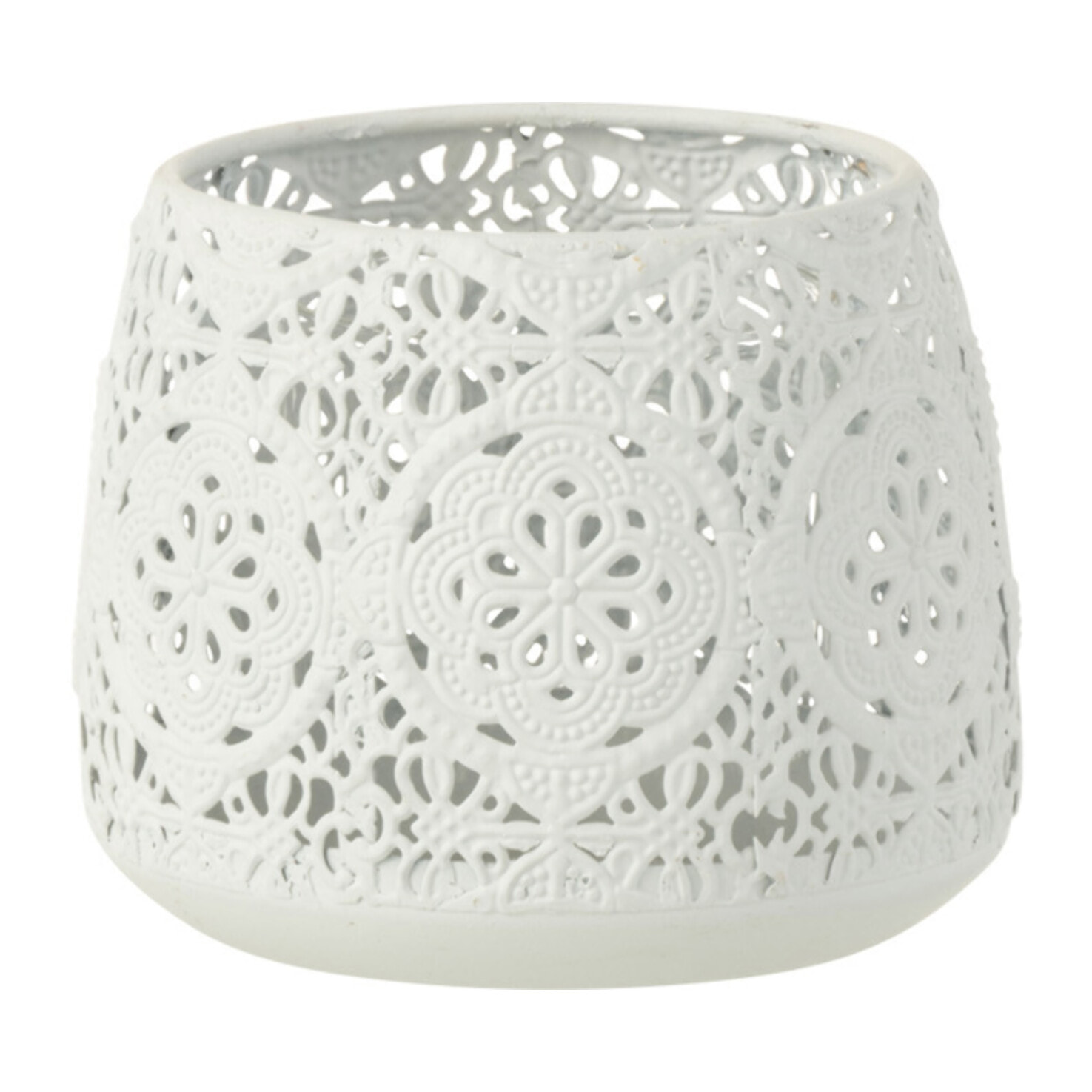 J-Line photophore Rond Oriental - métal/verre - blanc - small - 2 pcs