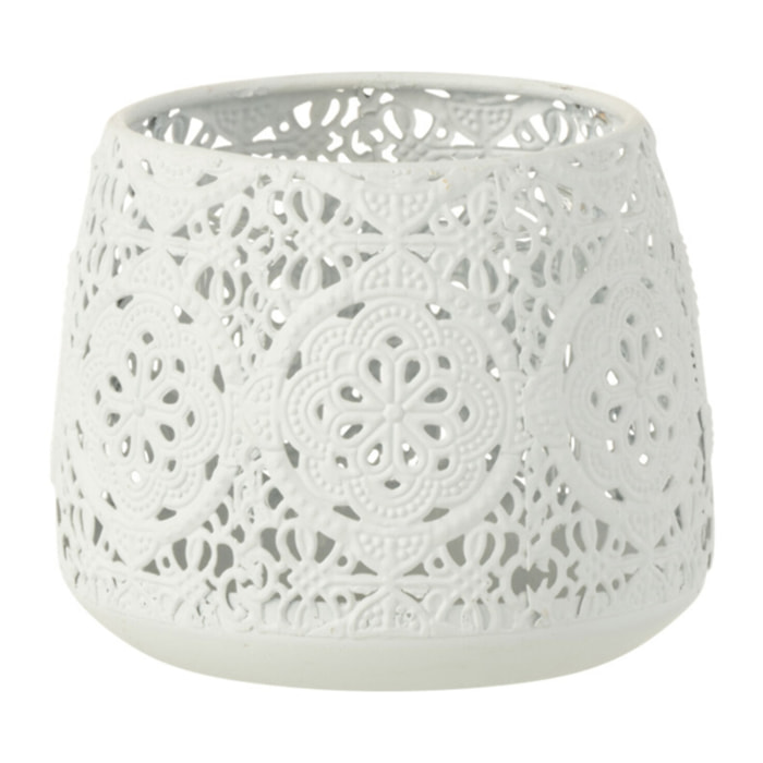 J-Line photophore Rond Oriental - métal/verre - blanc - small - 2 pcs