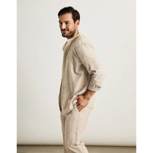 Camisa Manga Larga Beige Lino - Dare