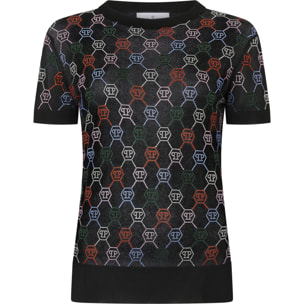 PHILIPP PLEIN Knitted Sexy Pure Fit T-Shirt Multicolor Monogram
