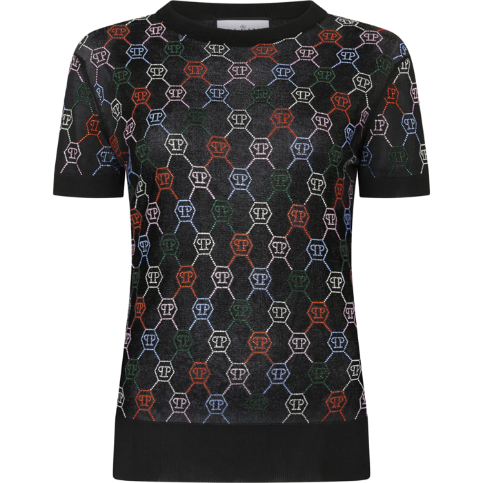 PHILIPP PLEIN Knitted Sexy Pure Fit T-Shirt Multicolor Monogram