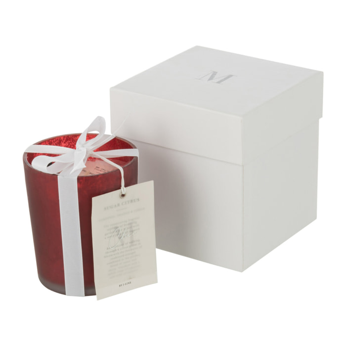 J-Line bougie parfumée M-Chic - Oud & Amber - verre - rouge - small - 48H