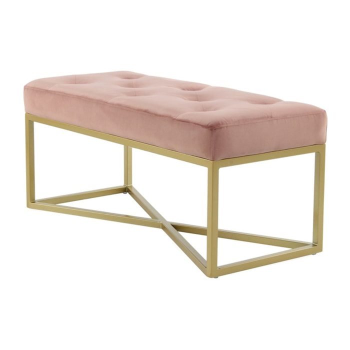 Panca imbottita Cameron in velluto rosa antico e oro