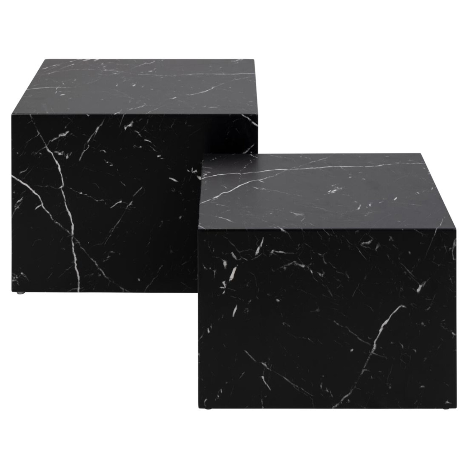 Pueblo - lot de 2 tables basses - effet marbre noir - 58 et 50 cm - Noir