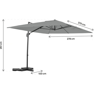 Parasol jardin déporté en aluminium "Sky 4" - 3 x 4 m - Gris - Dalles à lester incluses