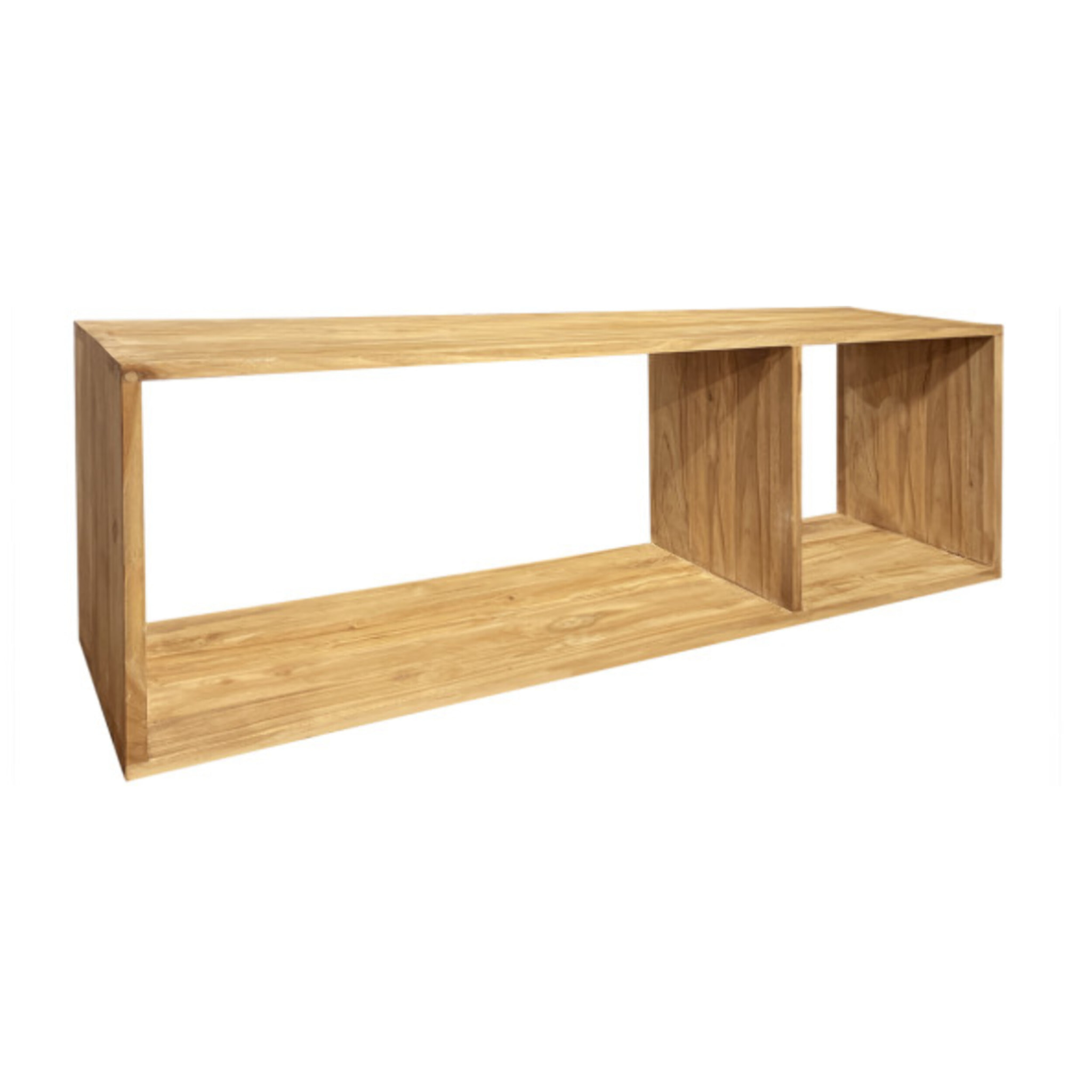 Etagère 2 cases cubes de rangement 137 x 47 cm bois de teck massif - ROMA