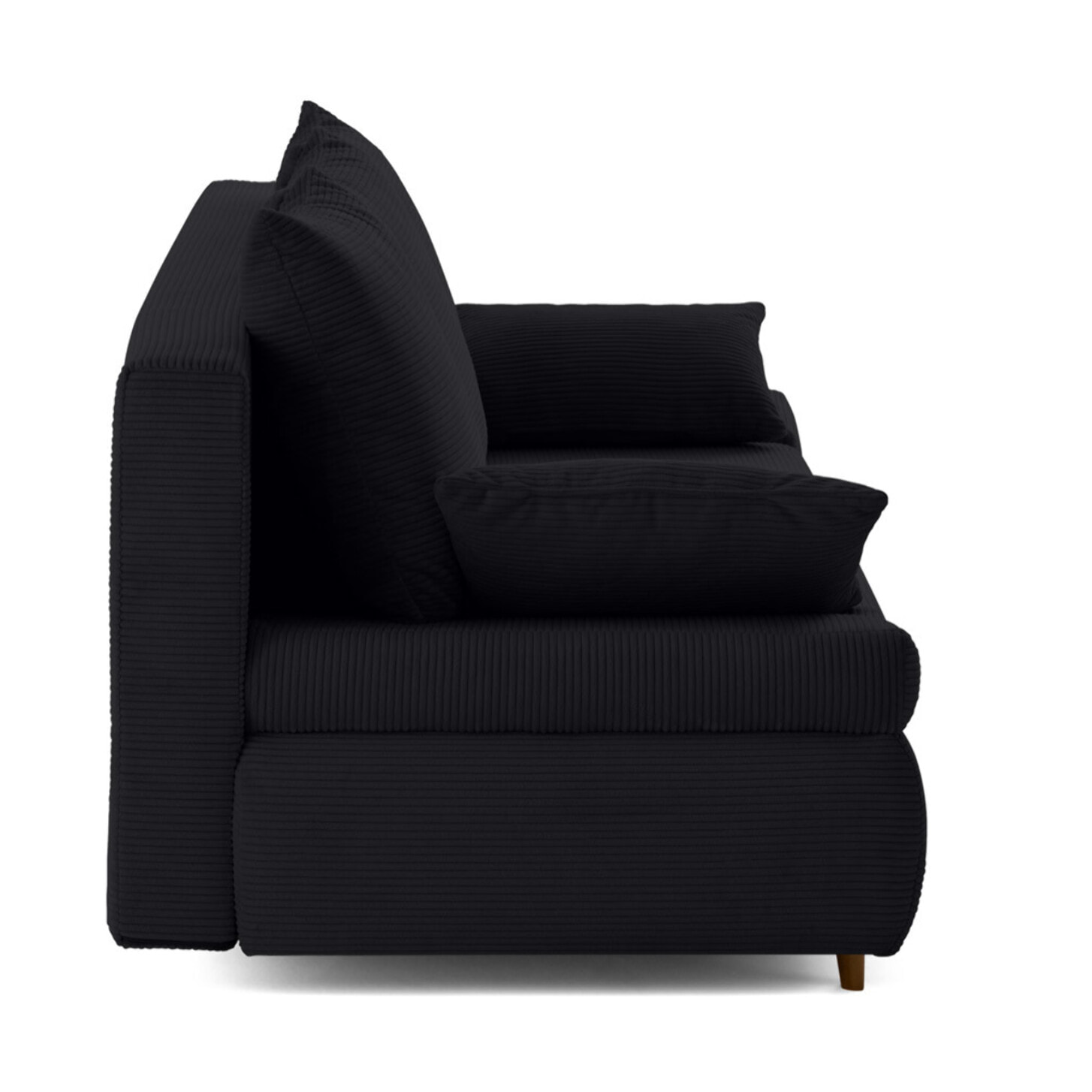 Larson - canapé droit 3 places convertible avec coffre en velours côtelé - Noir