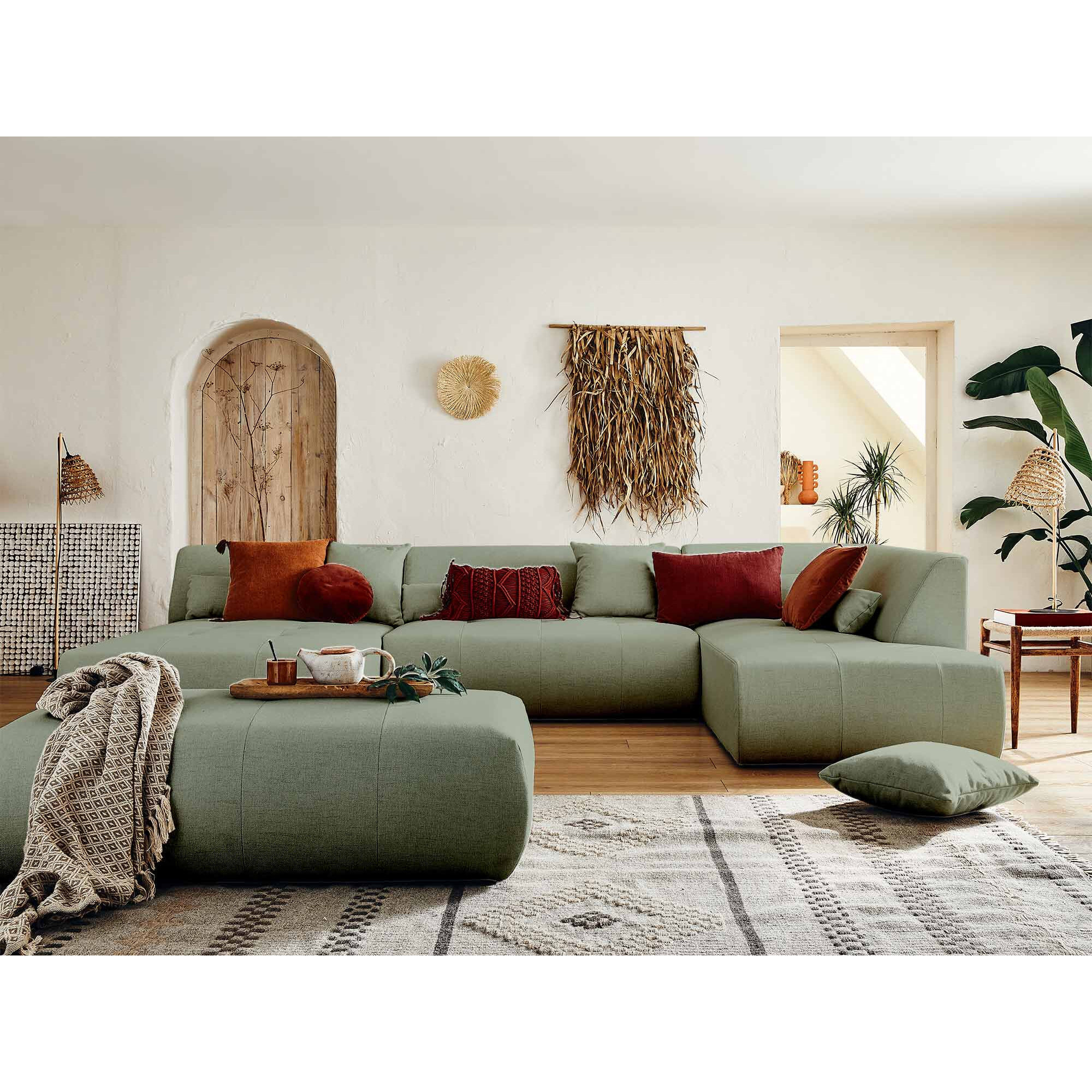 Onyx - pouf modulable - en tissu - Vert sauge