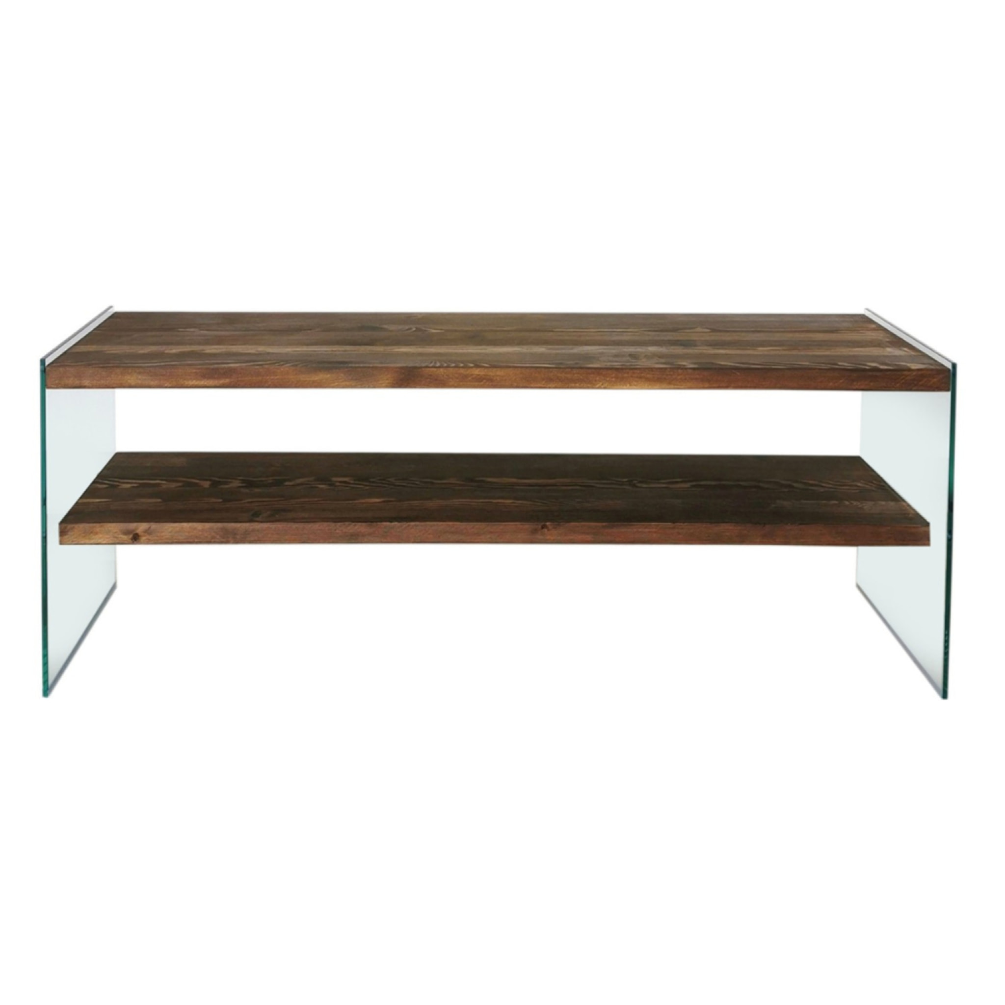 MILLO - Meuble TV contemporain verre et bois 120 cm