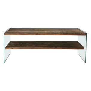 MILLO - Meuble TV contemporain verre et bois 120 cm