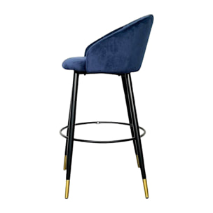 Chaise de bar coquillage velours bleu (lot de 2) HAWAI
