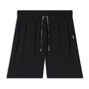 Pantaloni corti comfort fit in viscosa effetto lino