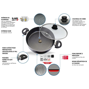 Sauteuse de cuisine 28 cm avec couvercle 3,7 litres Elo Smart Life