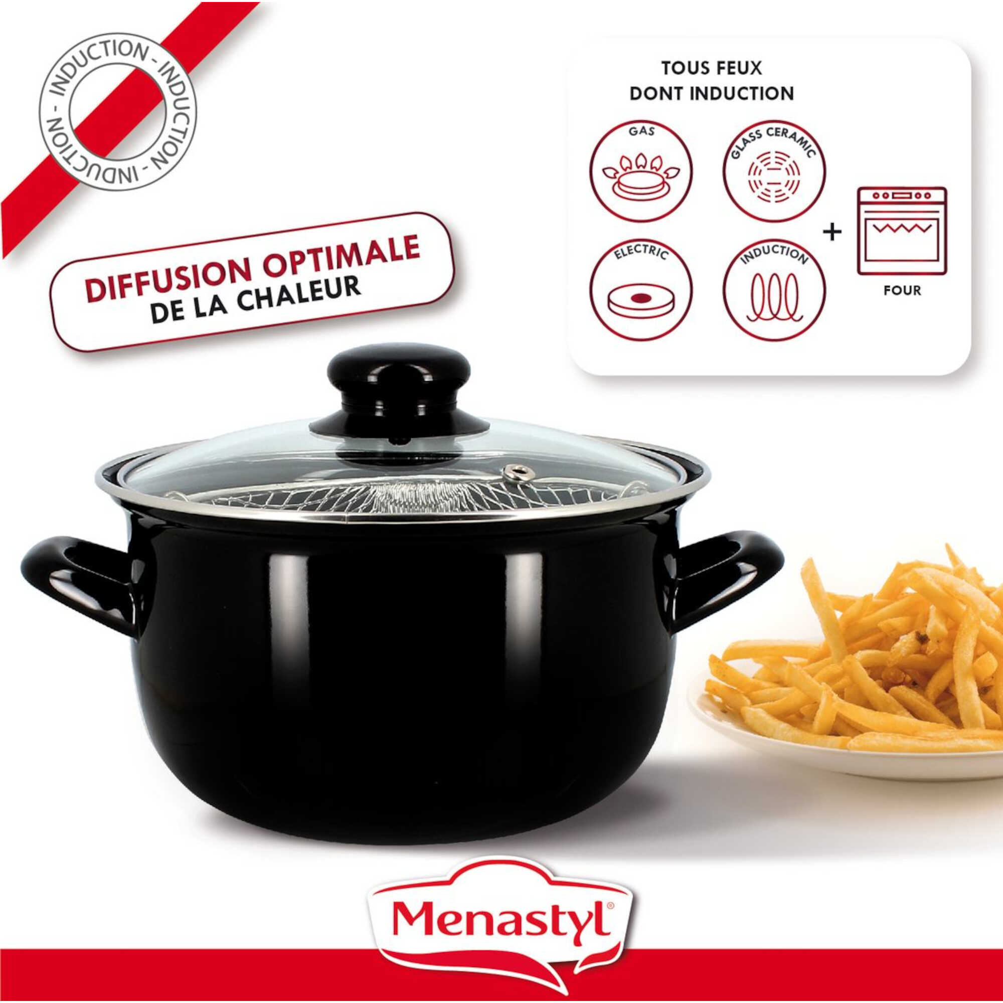 Friteuse en acier émaillé noir 26cm