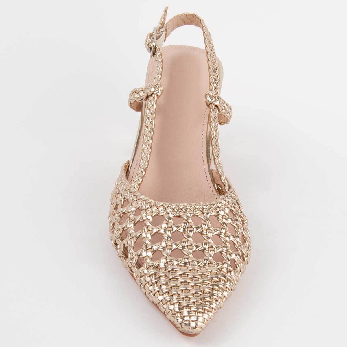 Zapato De Tacón - Dorado - Altura: 6 Cm