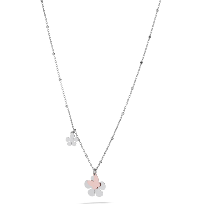 Collana Hiriwa 925 Fiore Farfalla Argento Bicolore