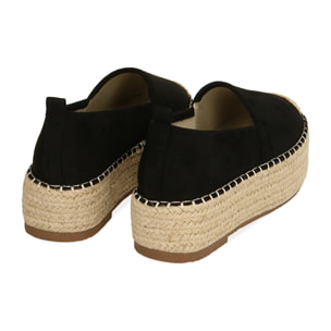 Espadrillas platform nere in microfibra