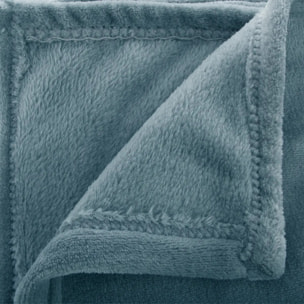 Plaid "Ollis" flanelle bleu orage 130x180cm