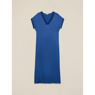 Oltre - Vestido largo de satén con mangas kimono - Azul aciano