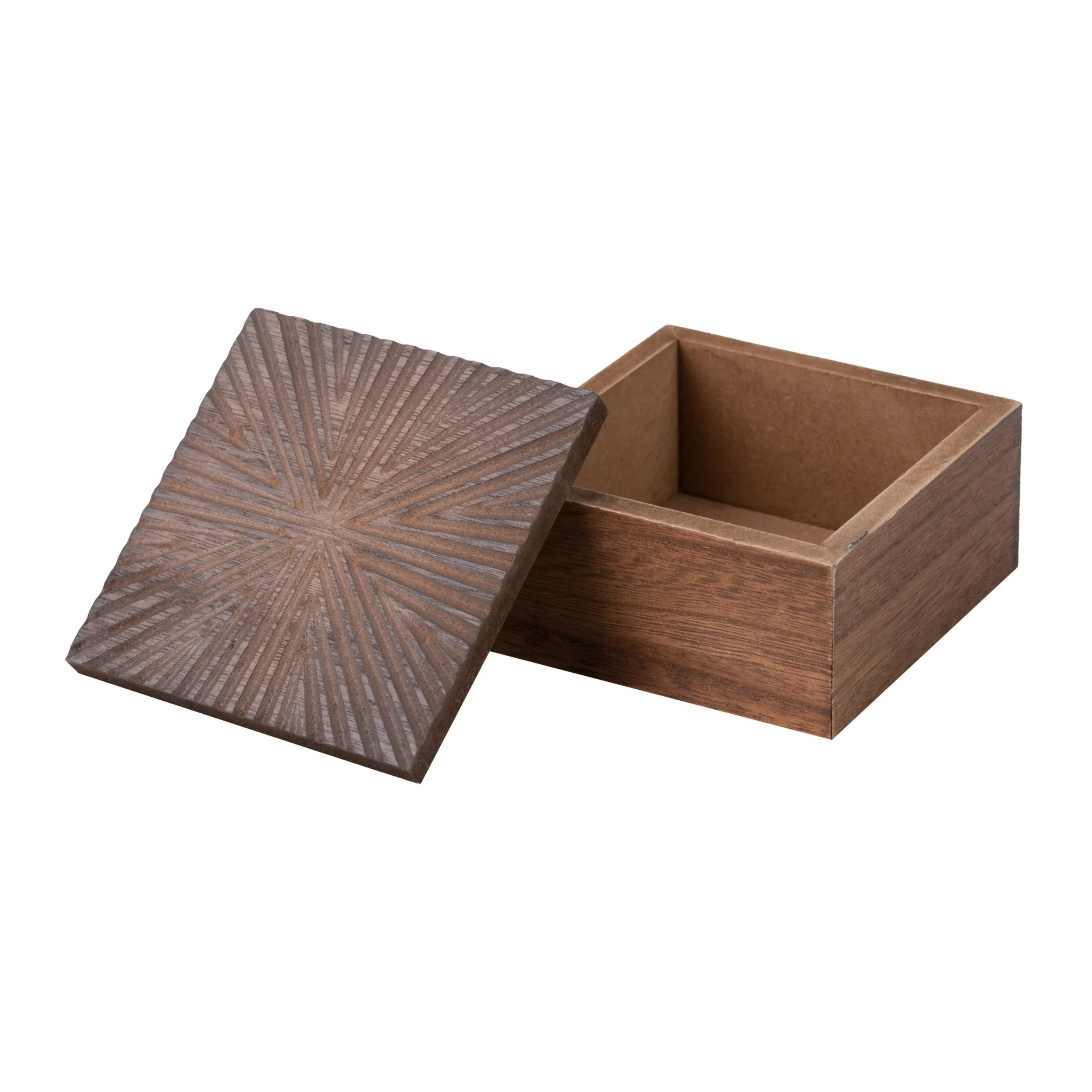 Caja Madera Tallada Natural 11x11x6 Cm