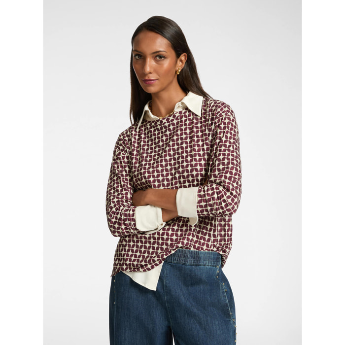 Elena Mirò - Camiseta estampada - Burgundy